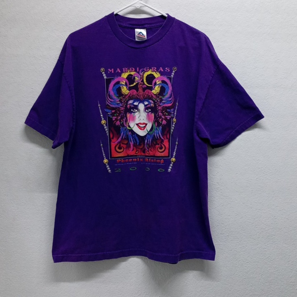 2006 Alstyle Apparel & Activewear Purple Mardi Gras Graphic T-Shirt